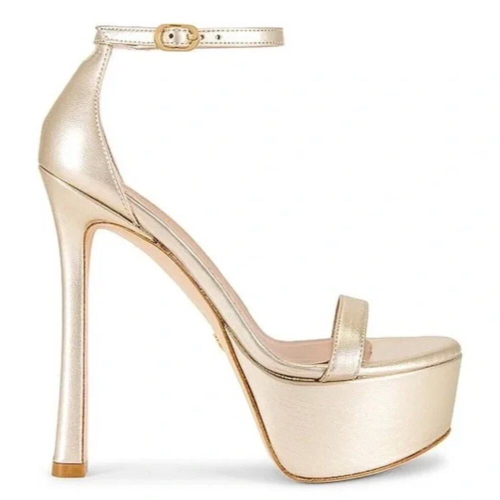 Stuart Weitzman Nudistcurve Hollywood Ankle-Strap Platform Sandals Size 9